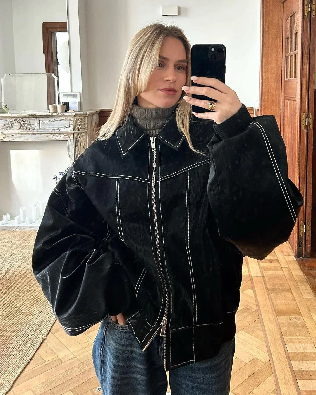 THE CLAIRE PARIS - OVERSIZED LEREN JACK